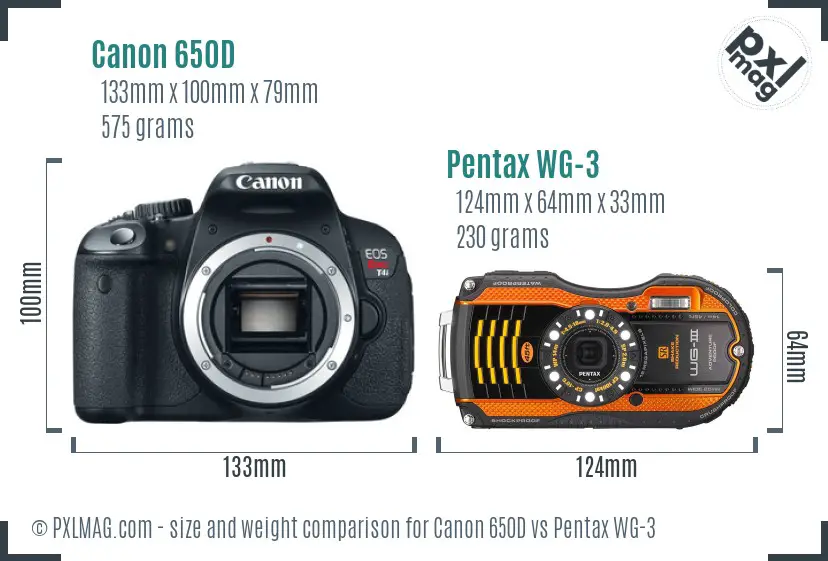 Canon 650D vs Pentax WG-3 size comparison Canon 650D vs Pentax WG-3 size comparison