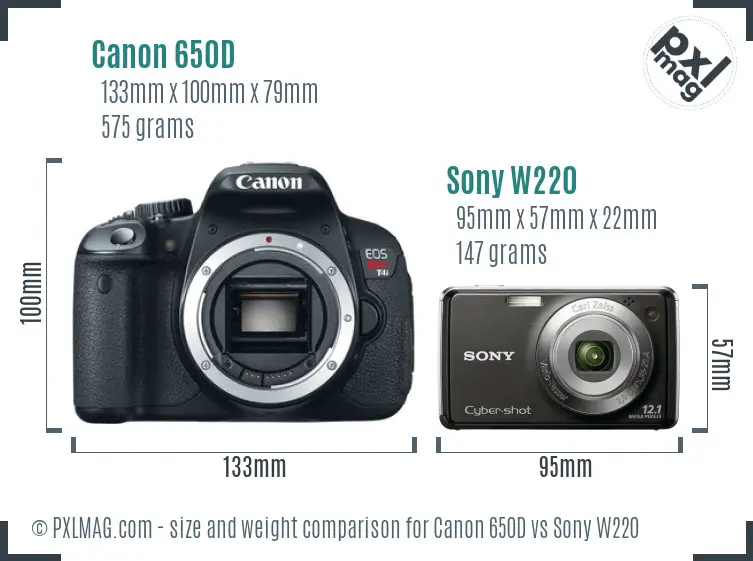 Canon 650D vs Sony W220 size comparison