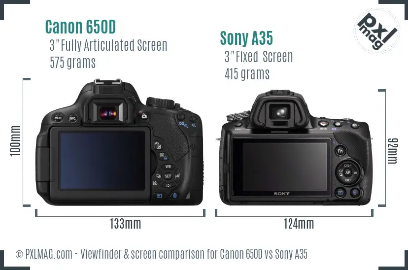 Canon 650D vs Sony A35 Screen and Viewfinder comparison