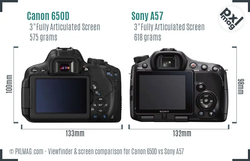 Canon 650D vs Sony A57 Screen and Viewfinder comparison