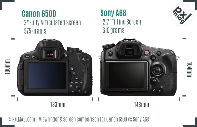 Canon 650D vs Sony A68 Screen and Viewfinder comparison