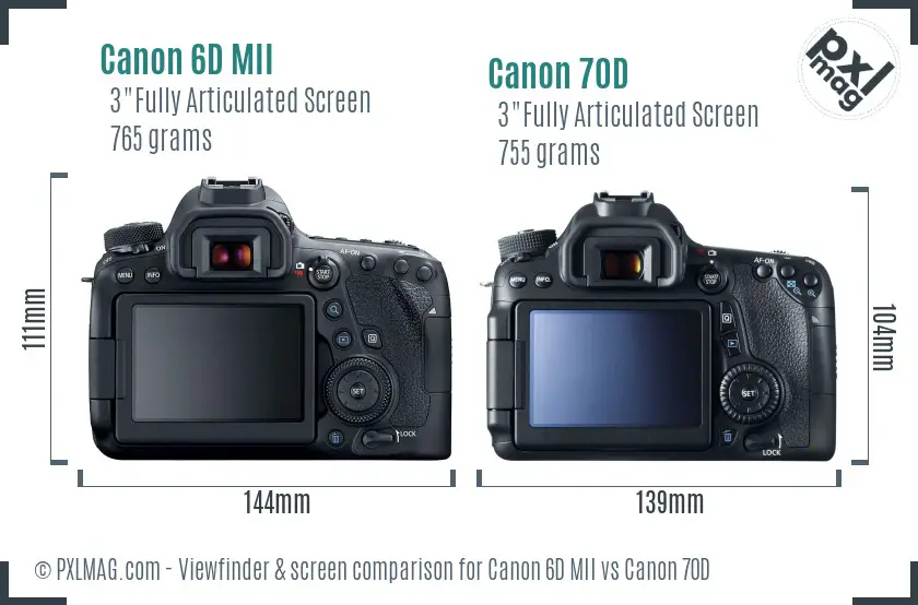 Canon 6D MII vs Canon 70D Screen and Viewfinder comparison