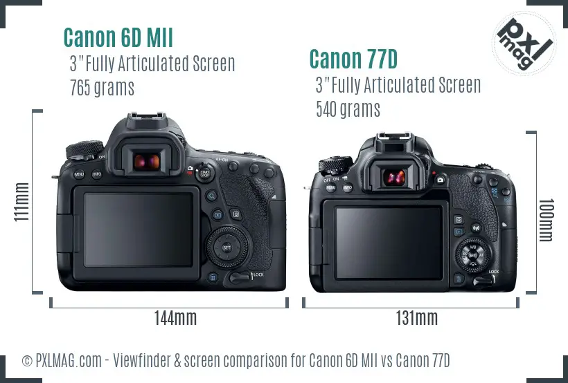 Canon 6D MII vs Canon 77D Screen and Viewfinder comparison