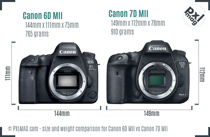 Canon 6D MII vs Canon 7D MII size comparison