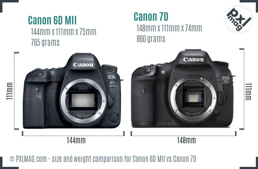 Canon 6D MII vs Canon 7D size comparison