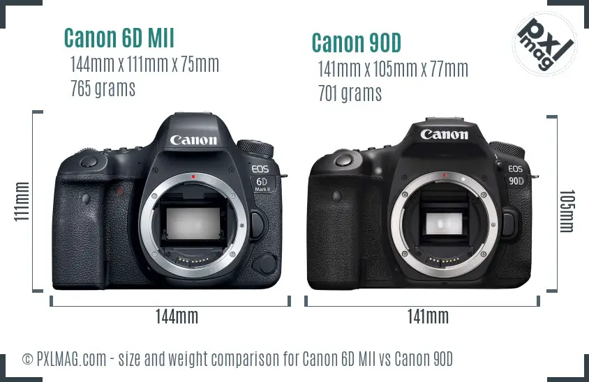 Canon 6D MII vs Canon 90D size comparison