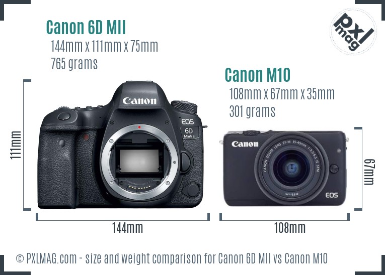 Canon 6D MII vs Canon M10 size comparison Canon 6D MII vs Canon M10 size comparison