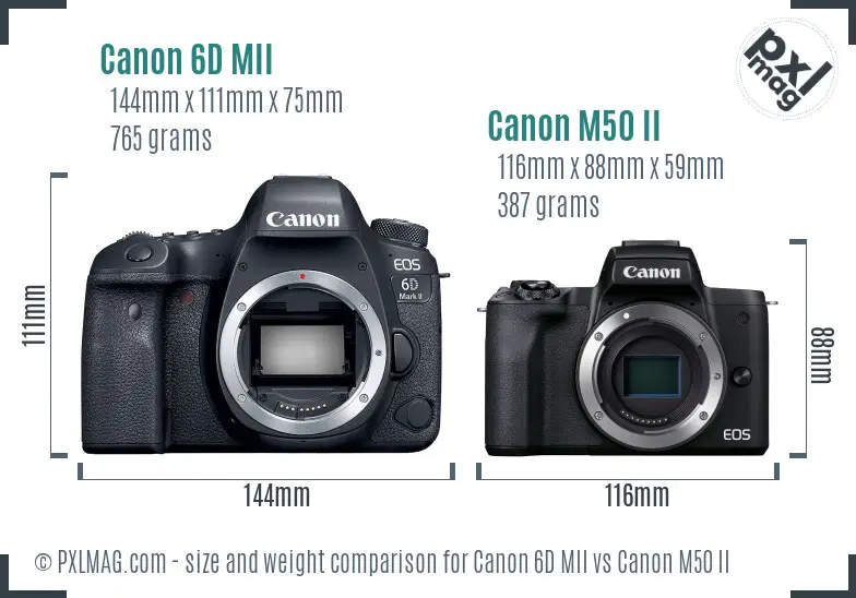 Canon 6D MII vs Canon M50 II size comparison