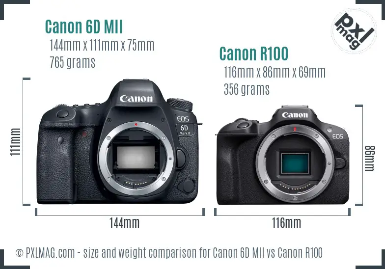 Canon 6D MII vs Canon R100 size comparison Canon 6D MII vs Canon R100 size comparison