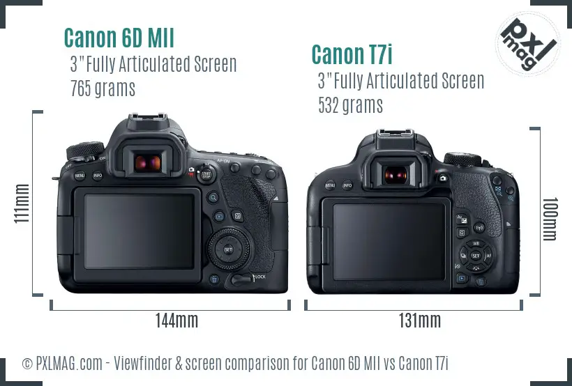 Canon 6D MII vs Canon T7i Screen and Viewfinder comparison