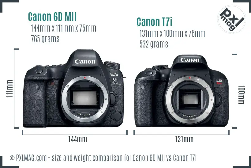 Canon 6D MII vs Canon T7i size comparison