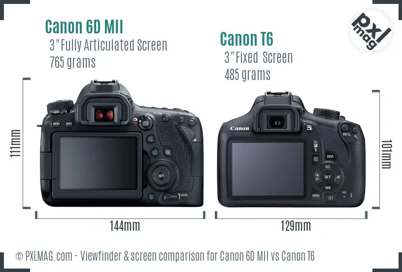 Canon 6D MII vs Canon T6 Screen and Viewfinder comparison