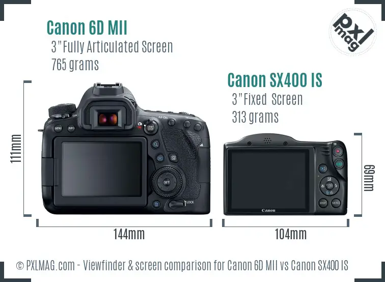 Canon 6D MII vs Canon SX400 IS Screen and Viewfinder comparison