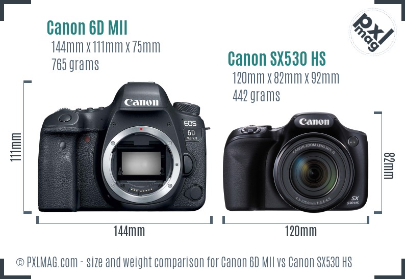 Canon 6D MII vs Canon SX530 HS size comparison Canon 6D MII vs Canon SX530 HS size comparison