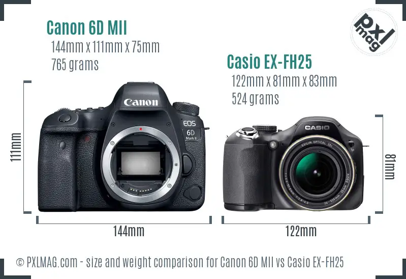 Canon 6D MII vs Casio EX-FH25 size comparison