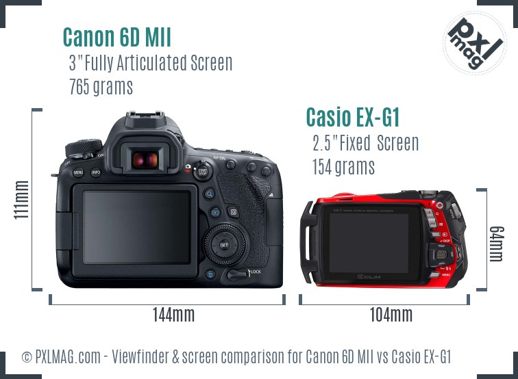 Canon 6D MII vs Casio EX-G1 Screen and Viewfinder comparison