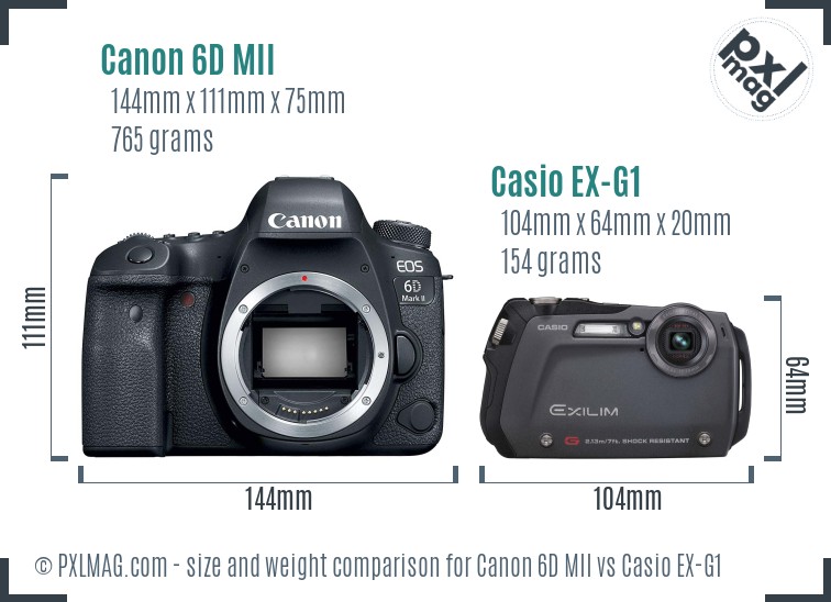 Canon 6D MII vs Casio EX-G1 size comparison Canon 6D MII vs Casio EX-G1 size comparison