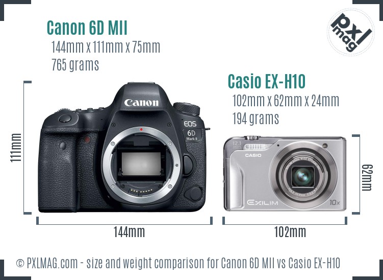 Canon 6D MII vs Casio EX-H10 size comparison