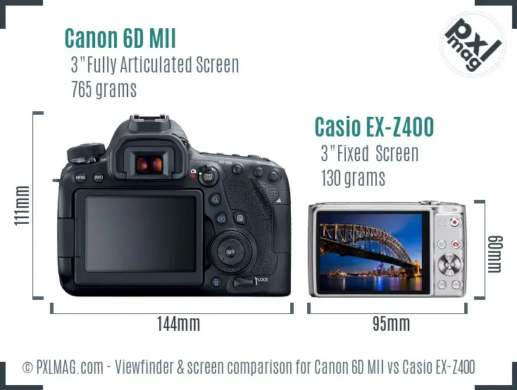 Canon 6D MII vs Casio EX-Z400 Screen and Viewfinder comparison