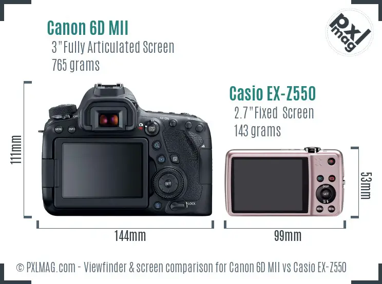 Canon 6D MII vs Casio EX-Z550 Screen and Viewfinder comparison