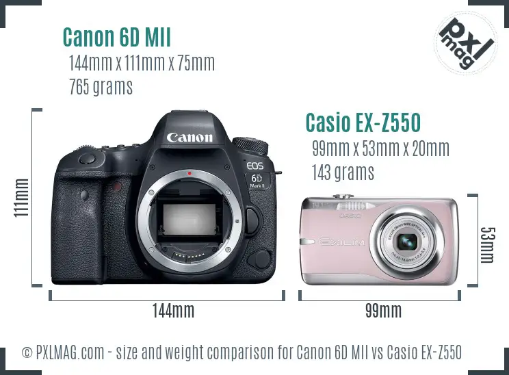 Canon 6D MII vs Casio EX-Z550 size comparison