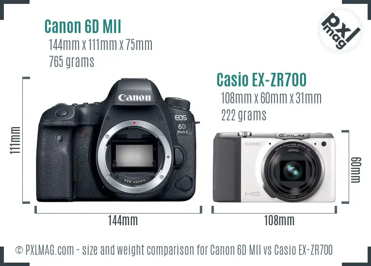 Canon 6D MII vs Casio EX-ZR700 size comparison Canon 6D MII vs Casio EX-ZR700 size comparison
