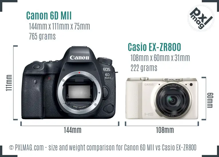Canon 6D MII vs Casio EX-ZR800 size comparison Canon 6D MII vs Casio EX-ZR800 size comparison