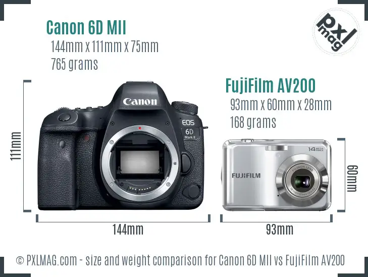 Canon 6D MII vs FujiFilm AV200 size comparison
