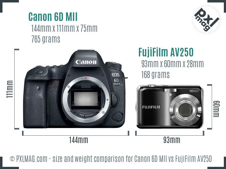Canon 6D MII vs FujiFilm AV250 size comparison Canon 6D MII vs FujiFilm AV250 size comparison
