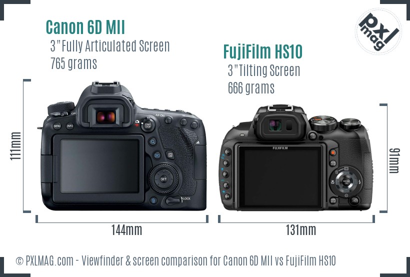Canon 6D MII vs FujiFilm HS10 Screen and Viewfinder comparison