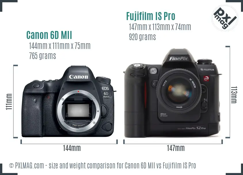 Canon 6D MII vs Fujifilm IS Pro size comparison Canon 6D MII vs Fujifilm IS Pro size comparison