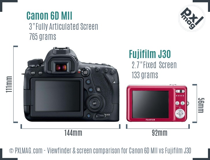 Canon 6D MII vs Fujifilm J30 Screen and Viewfinder comparison