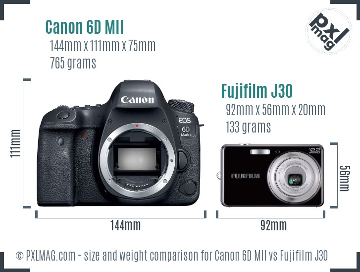 Canon 6D MII vs Fujifilm J30 size comparison