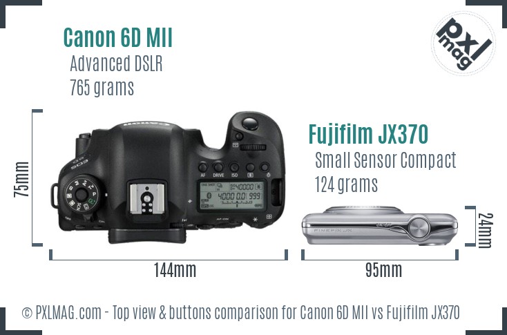 Canon 6D MII vs Fujifilm JX370 top view buttons comparison