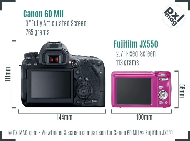 Canon 6D MII vs Fujifilm JX550 Screen and Viewfinder comparison