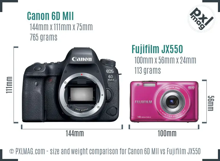 Canon 6D MII vs Fujifilm JX550 size comparison