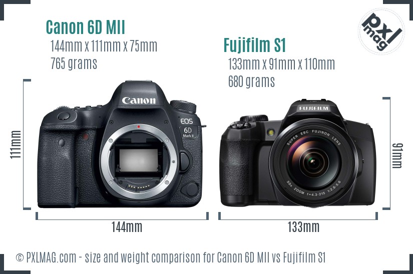 Canon 6D MII vs Fujifilm S1 size comparison