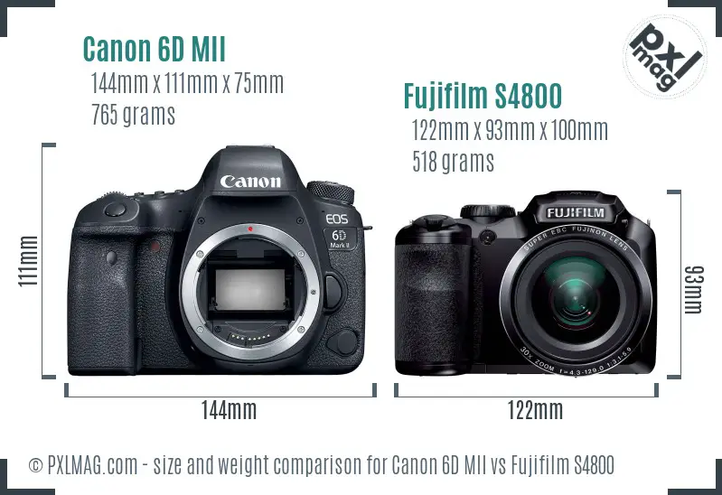 Canon 6D MII vs Fujifilm S4800 size comparison