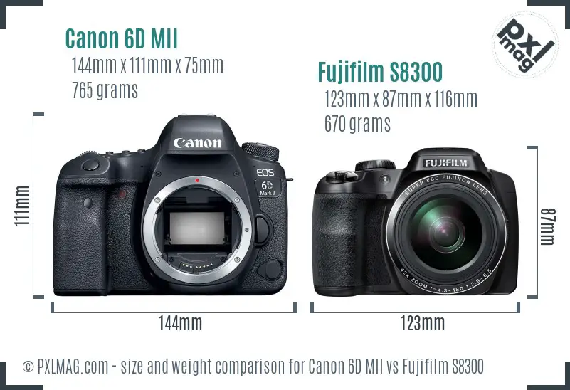 Canon 6D MII vs Fujifilm S8300 size comparison Canon 6D MII vs Fujifilm S8300 size comparison
