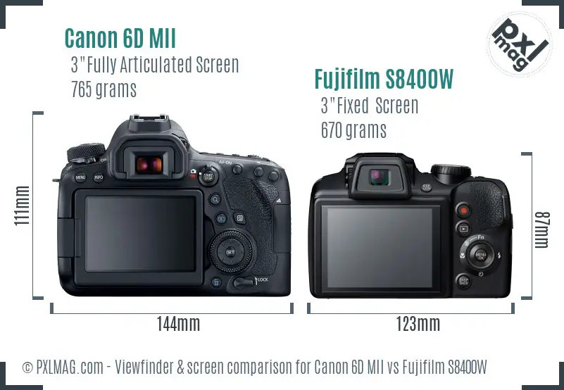 Canon 6D MII vs Fujifilm S8400W Screen and Viewfinder comparison