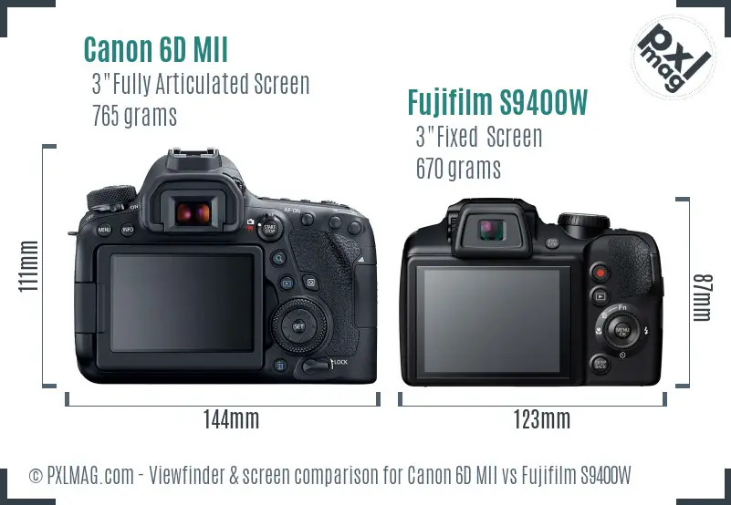Canon 6D MII vs Fujifilm S9400W Screen and Viewfinder comparison