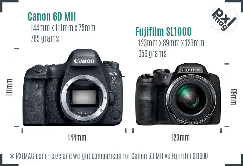 Canon 6D MII vs Fujifilm SL1000 size comparison Canon 6D MII vs Fujifilm SL1000 size comparison