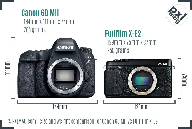 Canon 6D MII vs Fujifilm X-E2 size comparison Canon 6D MII vs Fujifilm X-E2 size comparison