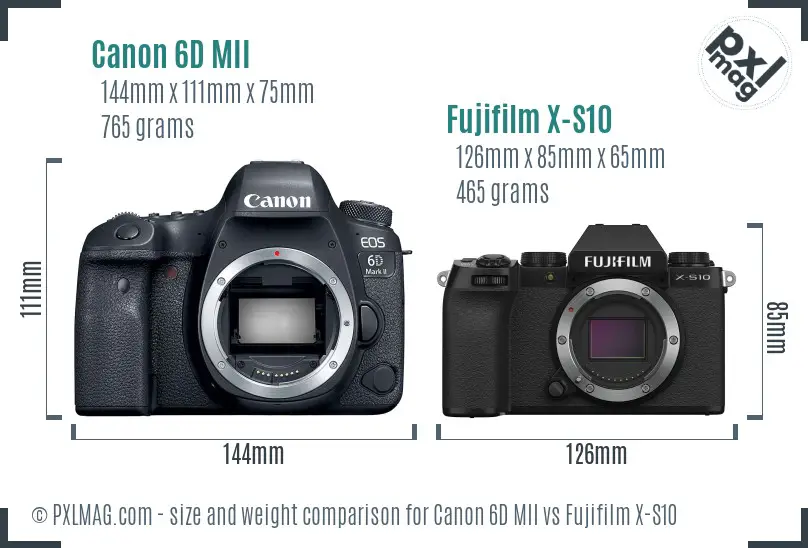 Canon 6D MII vs Fujifilm X-S10 size comparison