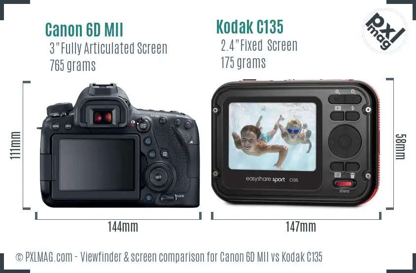 Canon 6D MII vs Kodak C135 Screen and Viewfinder comparison