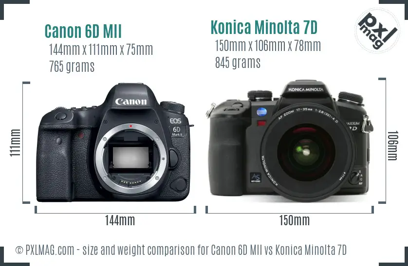 Canon 6D MII vs Konica Minolta 7D size comparison