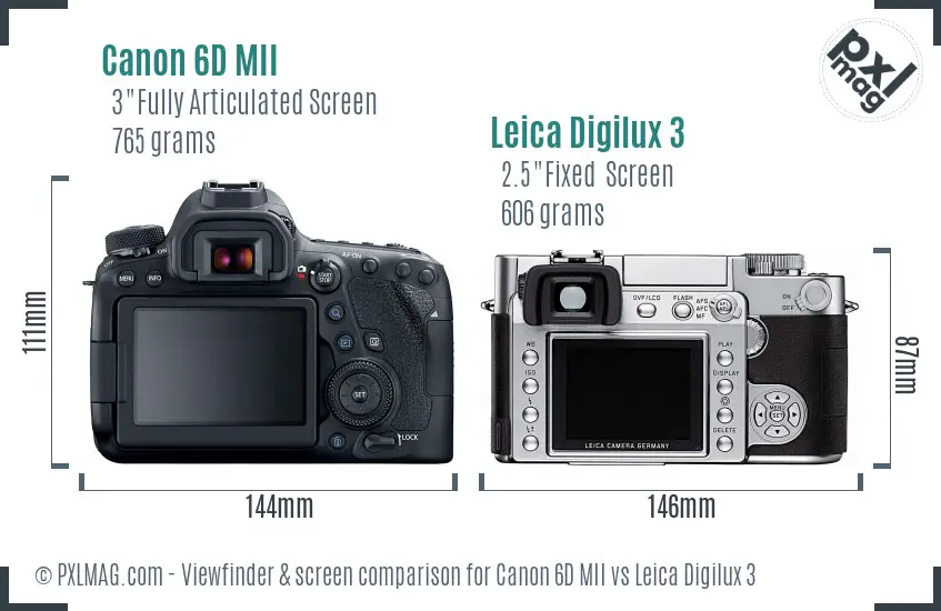 Canon 6D MII vs Leica Digilux 3 Screen and Viewfinder comparison