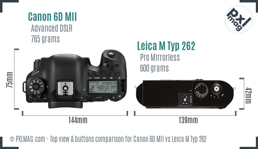 Canon 6D MII vs Leica M Typ 262 top view buttons comparison