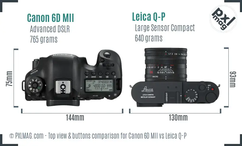 Canon 6D MII vs Leica Q-P top view buttons comparison
