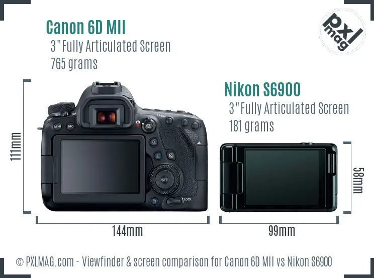 Canon 6D MII vs Nikon S6900 Screen and Viewfinder comparison